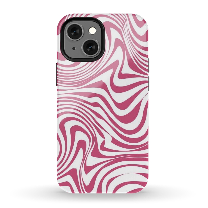 iPhone 12 mini StrongFit Retro pink waves by Martina
