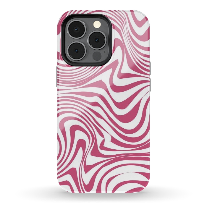 iPhone 13 pro StrongFit Retro pink waves by Martina