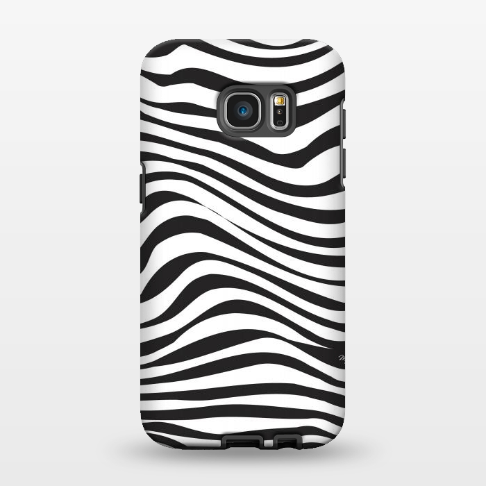 Galaxy S7 EDGE StrongFit Modern retro black and white waves by Martina