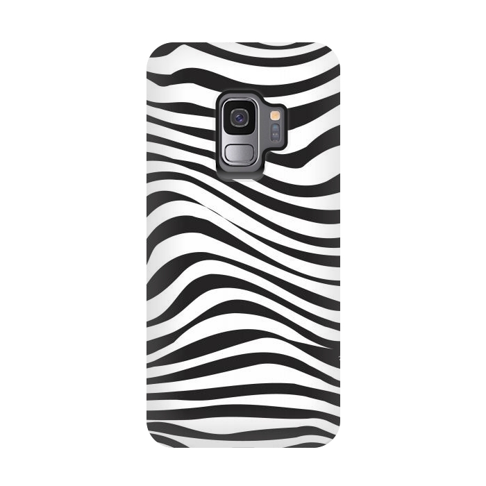 Galaxy S9 StrongFit Modern retro black and white waves by Martina