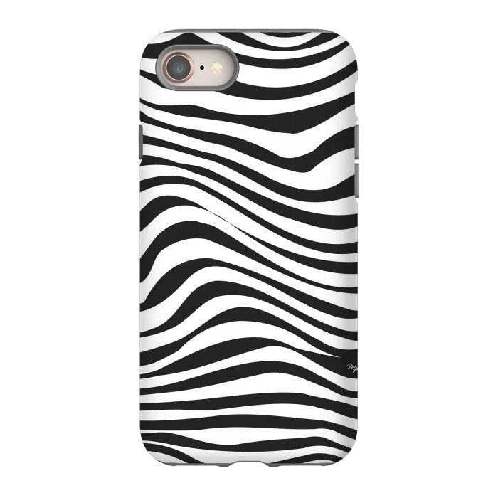 iPhone 8 StrongFit Modern retro black and white waves by Martina