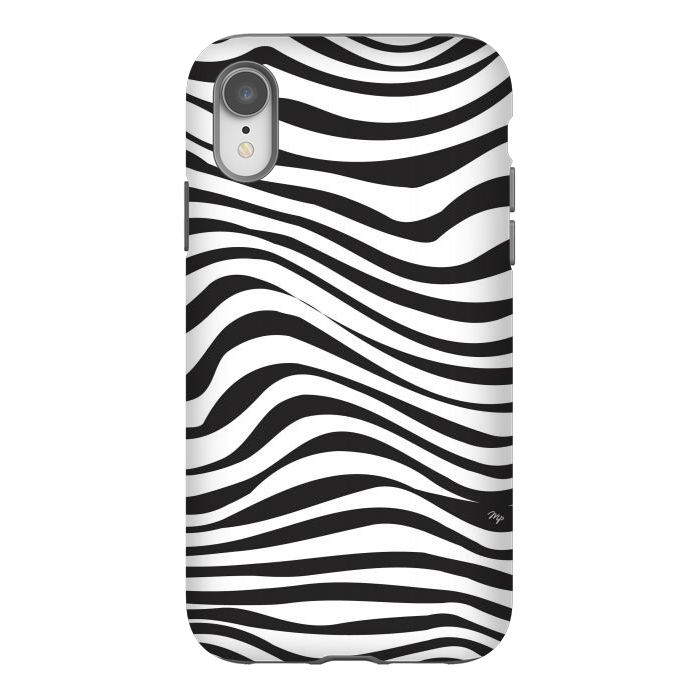 iPhone Xr StrongFit Modern retro black and white waves by Martina