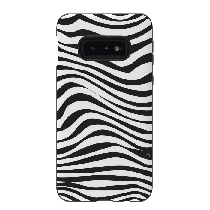 Galaxy S10e StrongFit Modern retro black and white waves by Martina