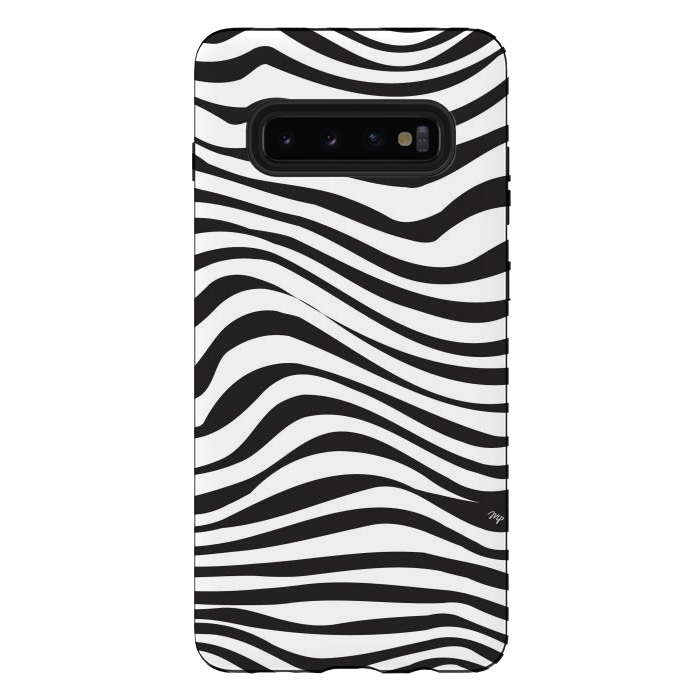 Galaxy S10 plus StrongFit Modern retro black and white waves by Martina