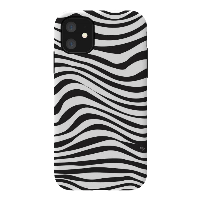 iPhone 11 StrongFit Modern retro black and white waves by Martina