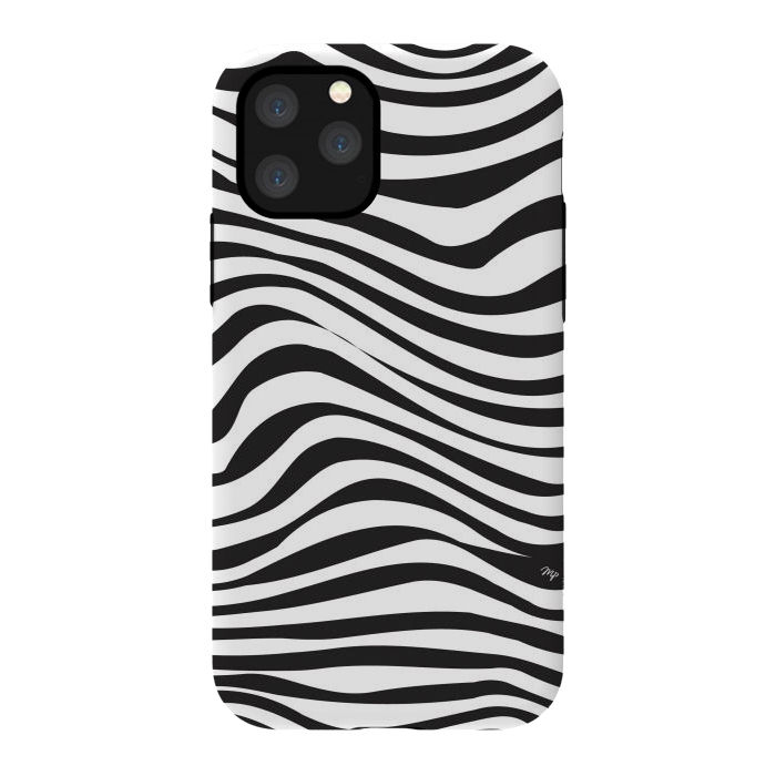 iPhone 11 Pro StrongFit Modern retro black and white waves by Martina