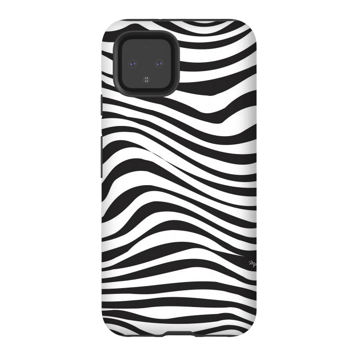 Pixel 4 StrongFit Modern retro black and white waves by Martina