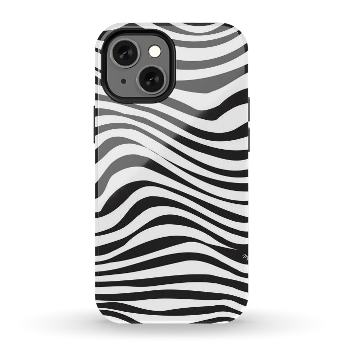 iPhone 12 mini StrongFit Modern retro black and white waves by Martina