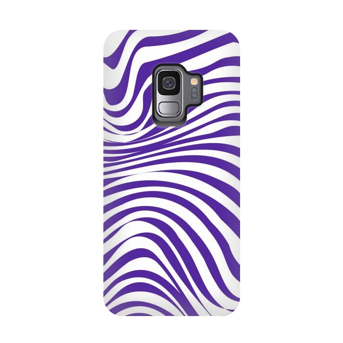 Galaxy S9 StrongFit Modern retro purple waves by Martina