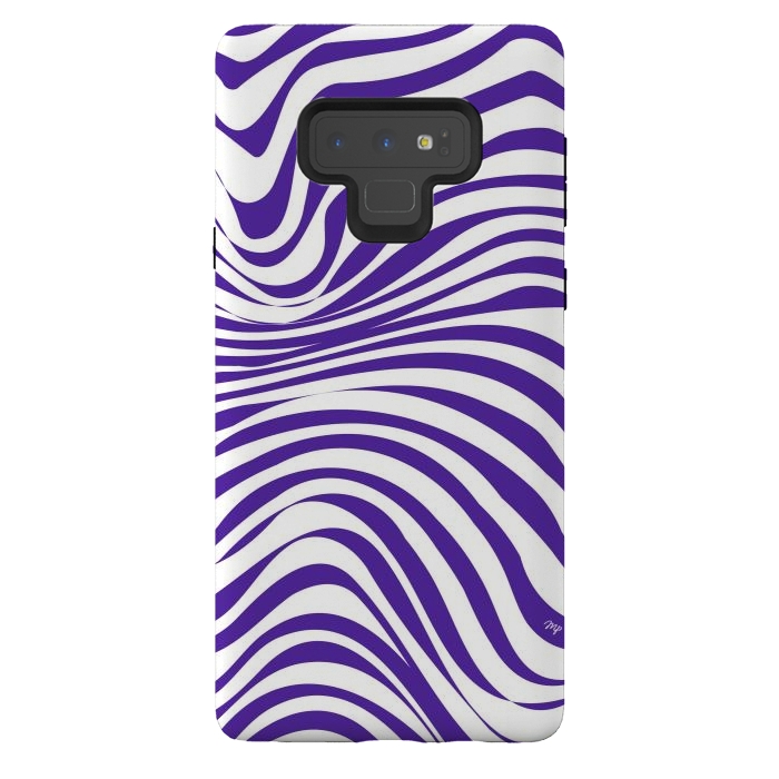 Galaxy Note 9 StrongFit Modern retro purple waves by Martina