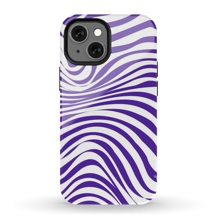 iPhone 12 mini StrongFit Modern retro purple waves by Martina