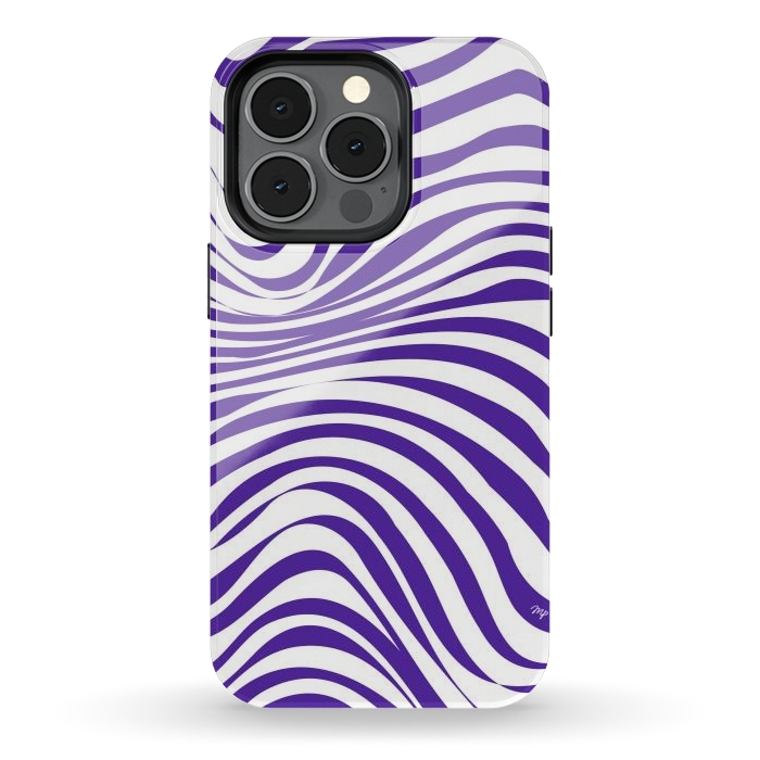 iPhone 13 pro StrongFit Modern retro purple waves by Martina