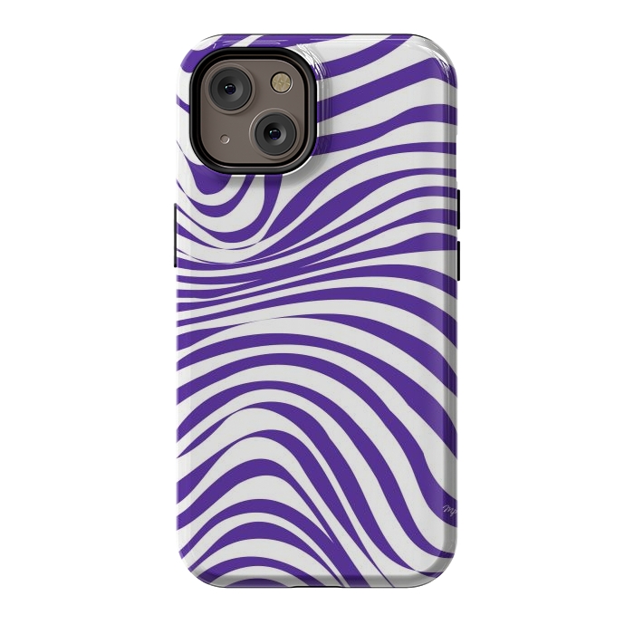 iPhone 14 StrongFit Modern retro purple waves by Martina