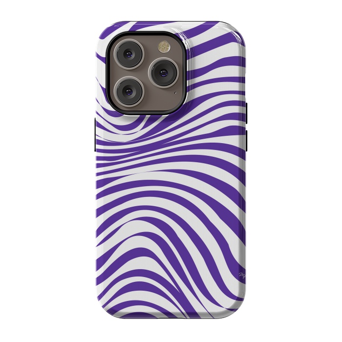 iPhone 14 Pro StrongFit Modern retro purple waves by Martina