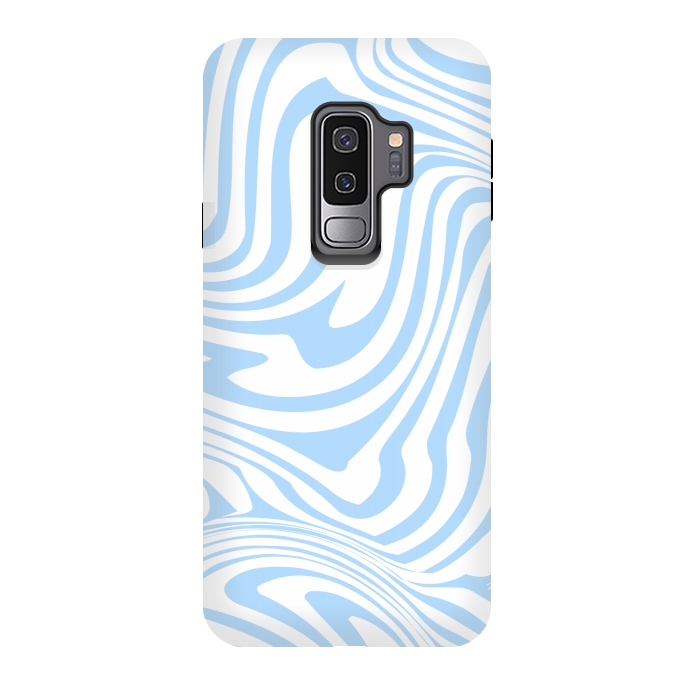 Galaxy S9 plus StrongFit Modern retro blue waves by Martina
