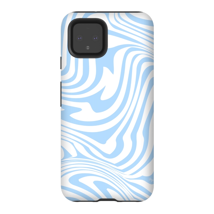 Pixel 4 StrongFit Modern retro blue waves by Martina