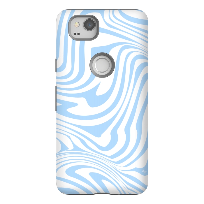 Pixel 2 StrongFit Modern retro blue waves by Martina