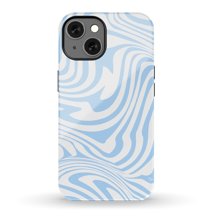 iPhone 13 StrongFit Modern retro blue waves by Martina