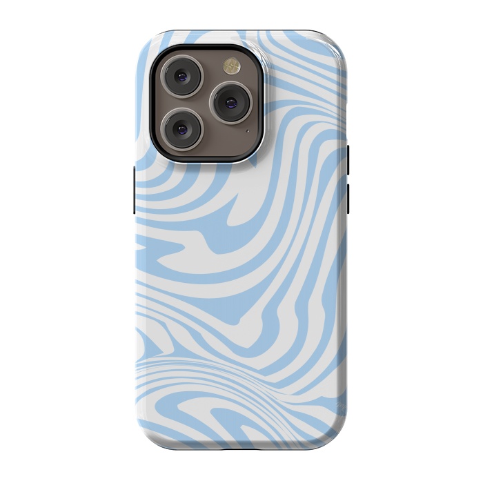 iPhone 14 Pro StrongFit Modern retro blue waves by Martina