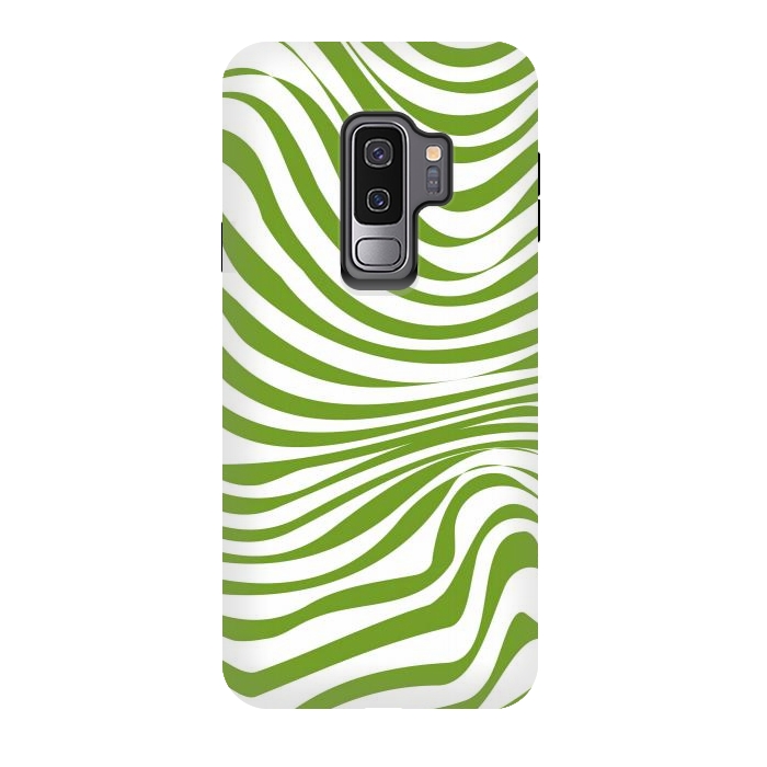 Galaxy S9 plus StrongFit Modern retro cool green waves by Martina
