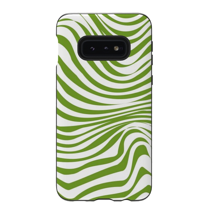 Galaxy S10e StrongFit Modern retro cool green waves by Martina