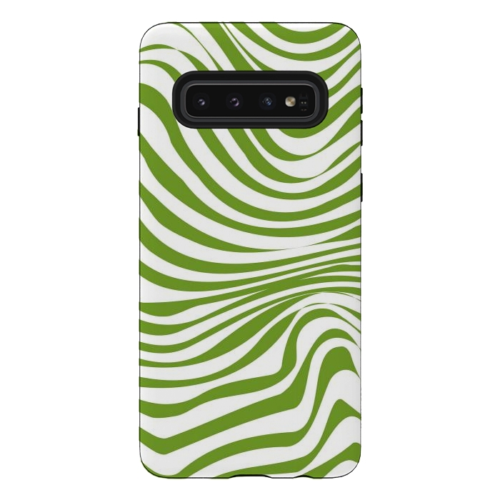 Galaxy S10 StrongFit Modern retro cool green waves by Martina