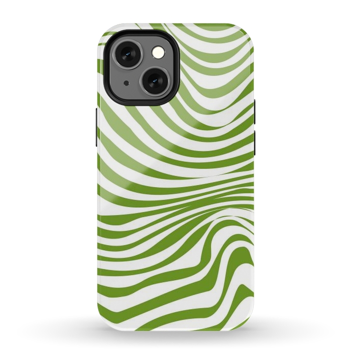 iPhone 12 mini StrongFit Modern retro cool green waves by Martina