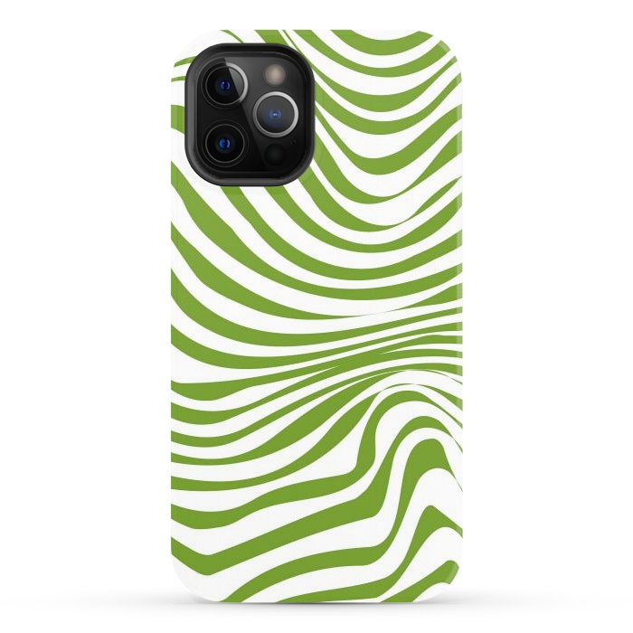 iPhone 12 Pro StrongFit Modern retro cool green waves by Martina