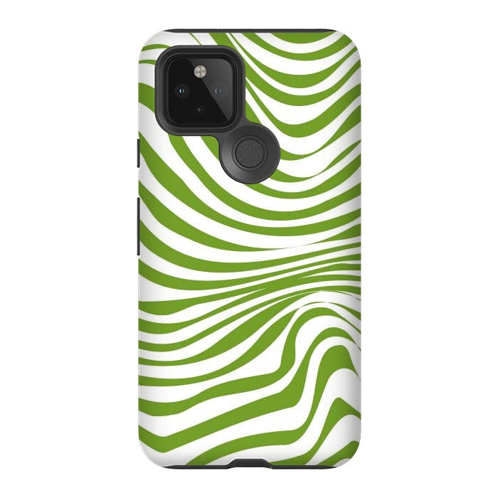 Pixel 5 StrongFit Modern retro cool green waves by Martina