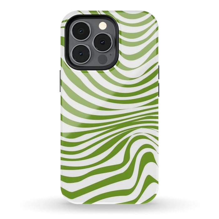 iPhone 13 pro StrongFit Modern retro cool green waves by Martina