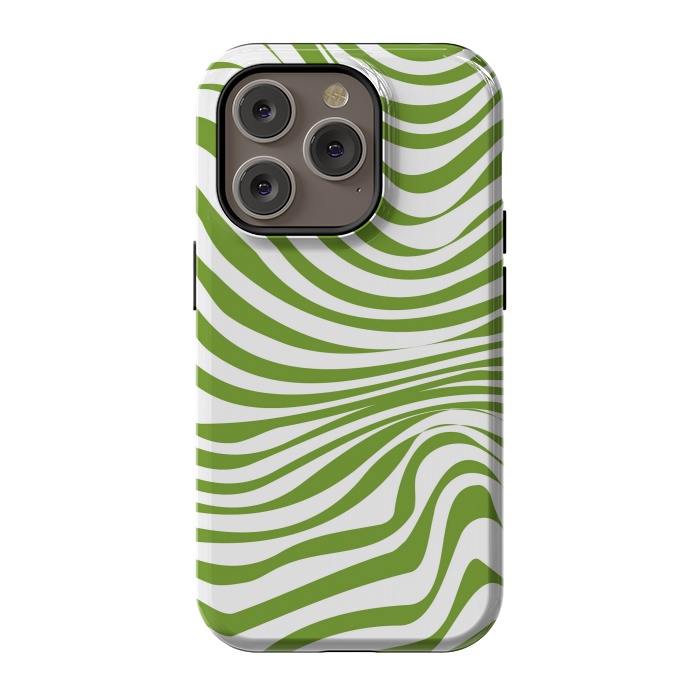 iPhone 14 Pro StrongFit Modern retro cool green waves by Martina