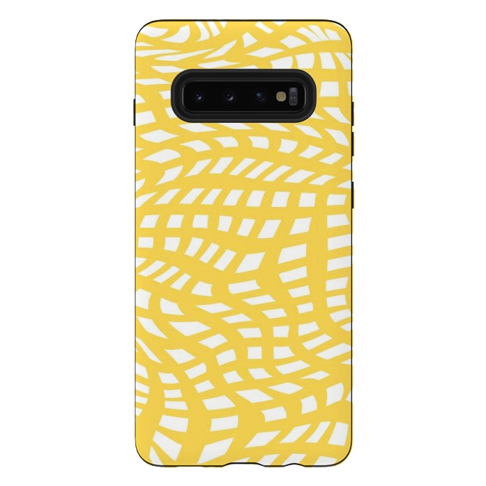 Galaxy S10 plus StrongFit Modern retro yellow cubes by Martina