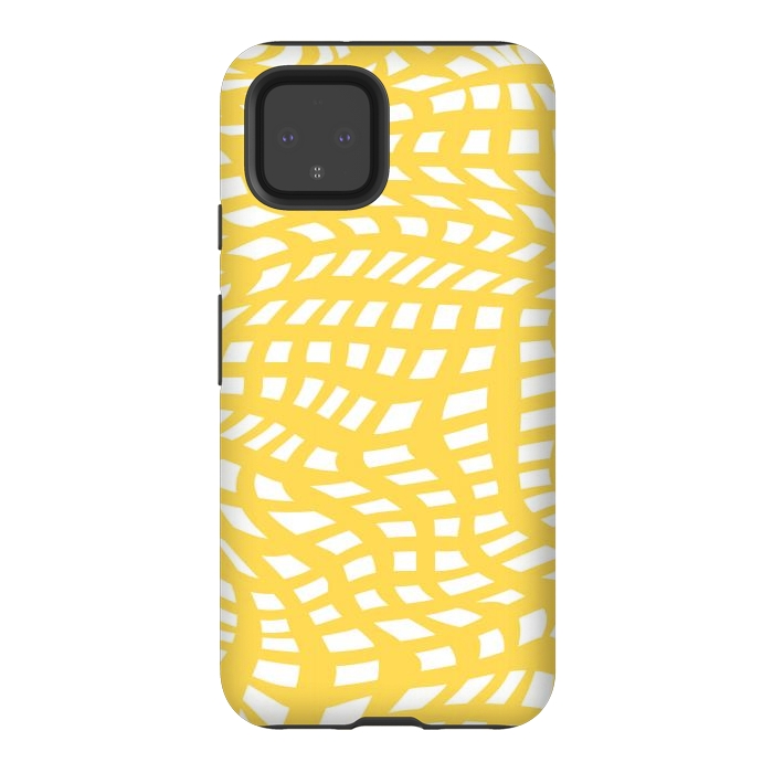 Pixel 4 StrongFit Modern retro yellow cubes by Martina
