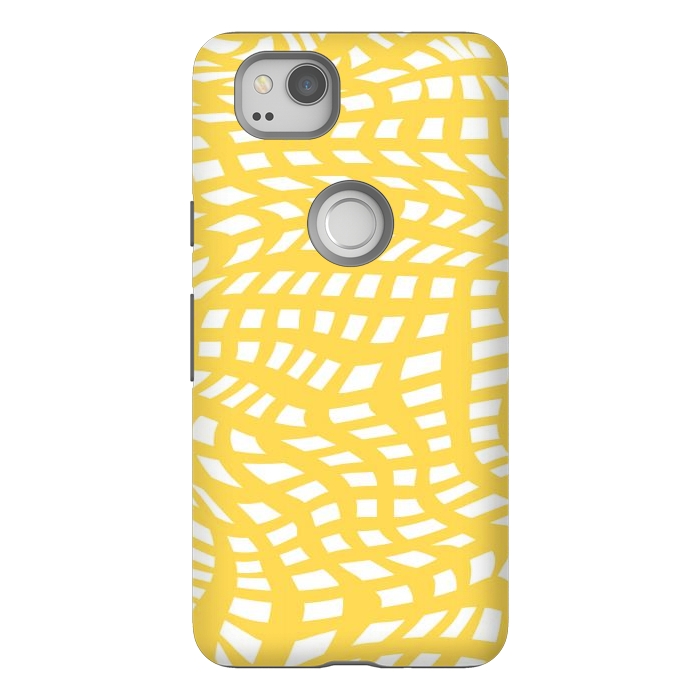 Pixel 2 StrongFit Modern retro yellow cubes by Martina