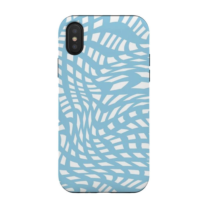 iPhone Xs / X StrongFit Modern retro blue wave cubes by Martina