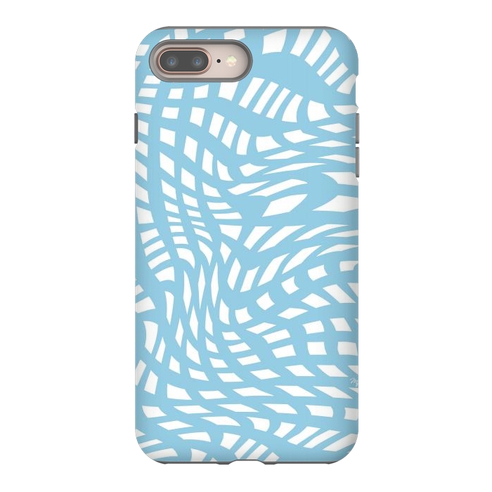 iPhone 8 plus StrongFit Modern retro blue wave cubes by Martina