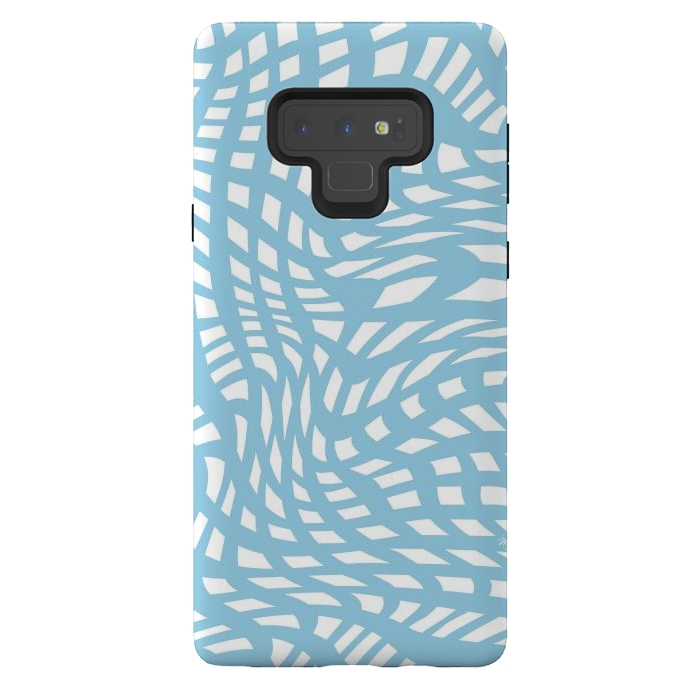 Galaxy Note 9 StrongFit Modern retro blue wave cubes by Martina