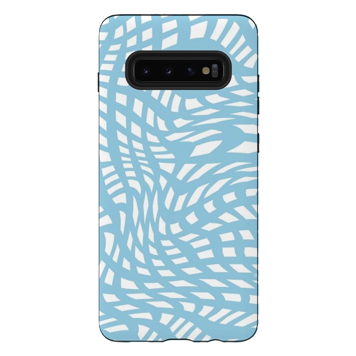 Galaxy S10 plus StrongFit Modern retro blue wave cubes by Martina