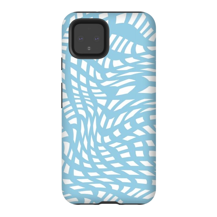 Pixel 4 StrongFit Modern retro blue wave cubes by Martina