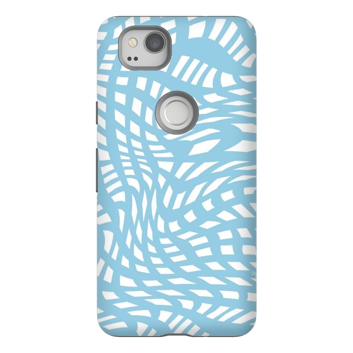 Pixel 2 StrongFit Modern retro blue wave cubes by Martina