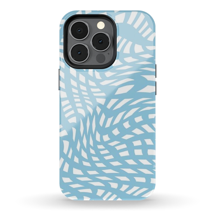 iPhone 13 pro StrongFit Modern retro blue wave cubes by Martina