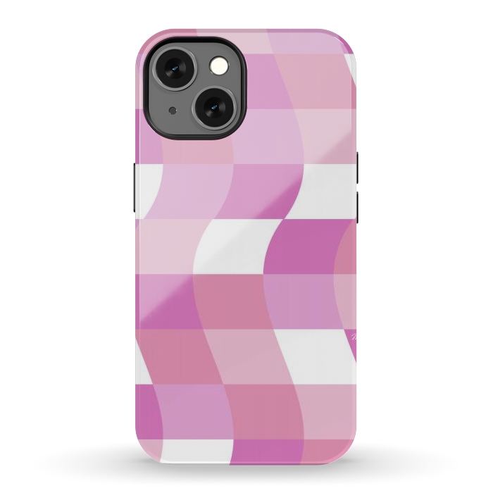 iPhone 13 StrongFit Modern retro pink cube waves by Martina