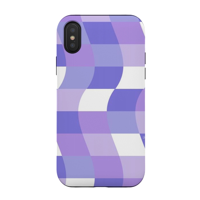 iPhone Xs / X StrongFit Modern retro purple cube waves by Martina