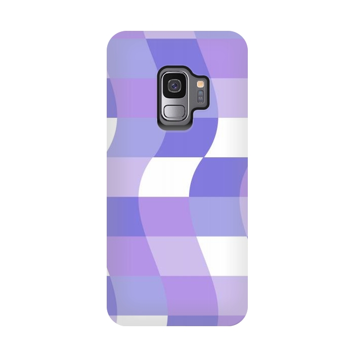 Galaxy S9 StrongFit Modern retro purple cube waves by Martina
