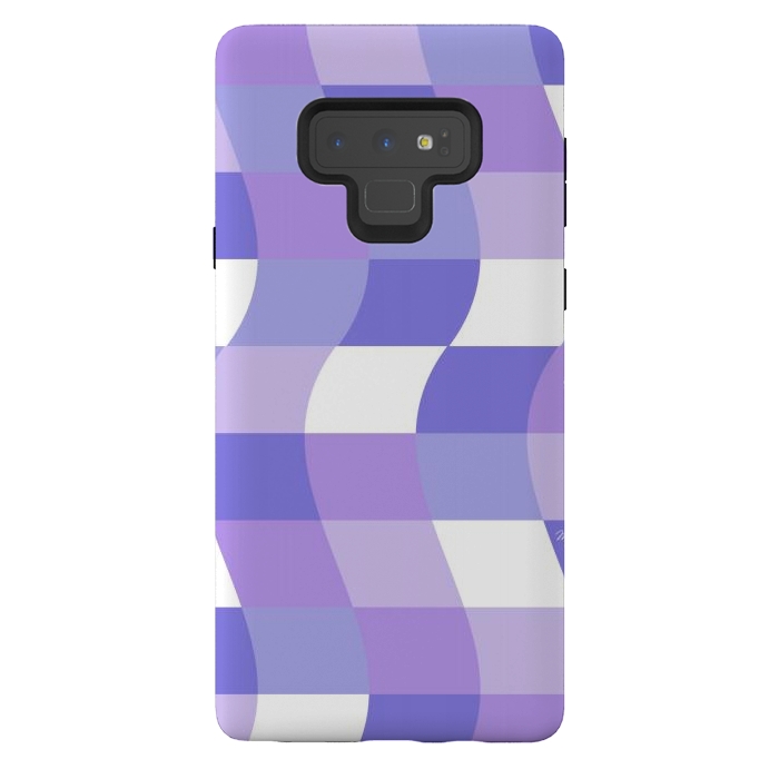 Galaxy Note 9 StrongFit Modern retro purple cube waves by Martina