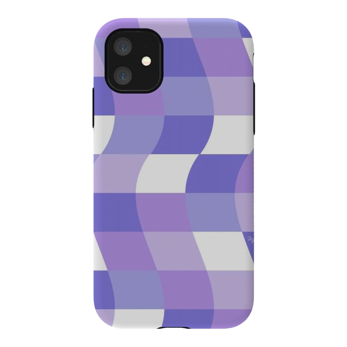 iPhone 11 StrongFit Modern retro purple cube waves by Martina