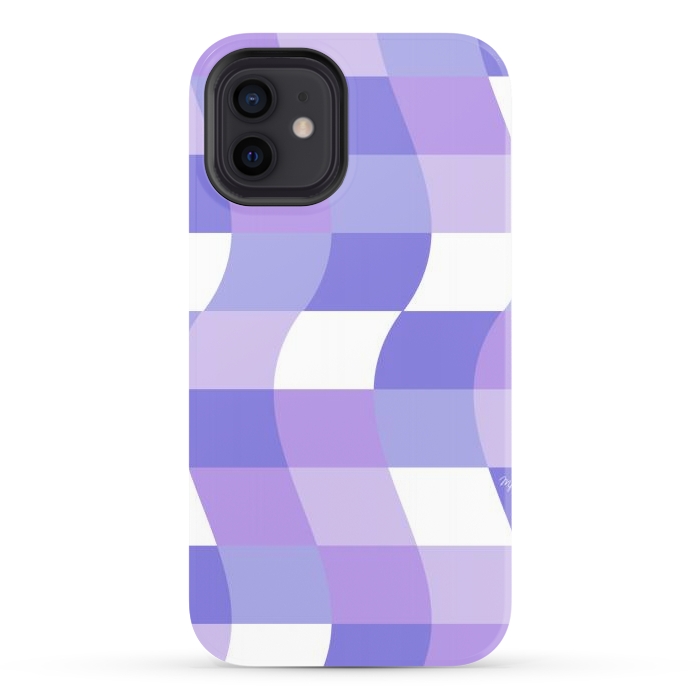 iPhone 12 StrongFit Modern retro purple cube waves by Martina