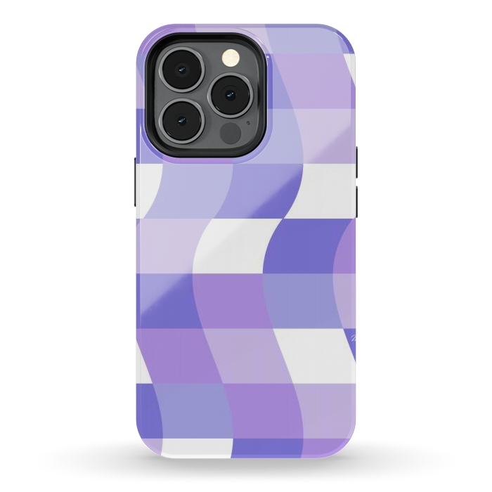 iPhone 13 pro StrongFit Modern retro purple cube waves by Martina