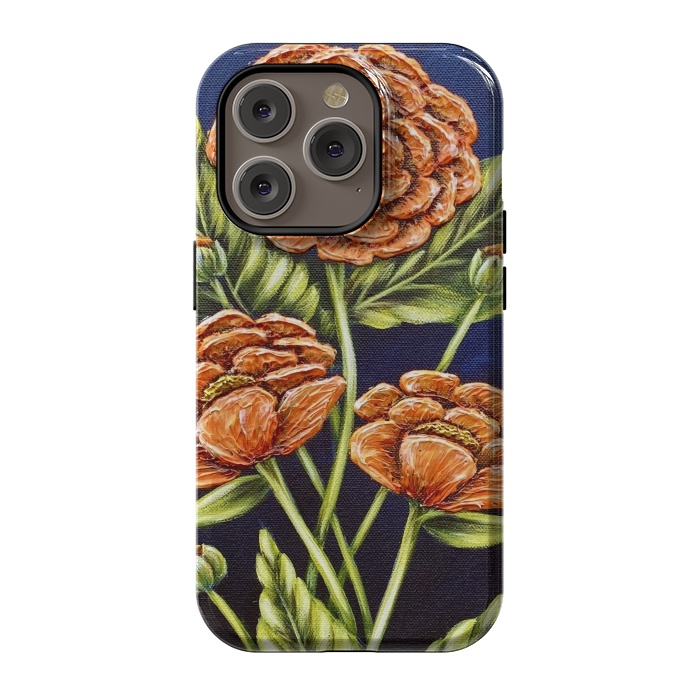 iPhone 14 Pro StrongFit Orange Peonies by Denise Cassidy Wood