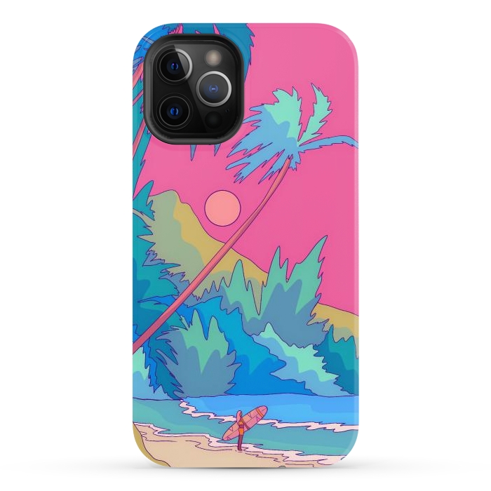 iPhone 12 Pro Max StrongFit Pink sky beach by Steve Wade (Swade)